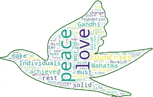 Word cloud in the shape of a dove created with Python